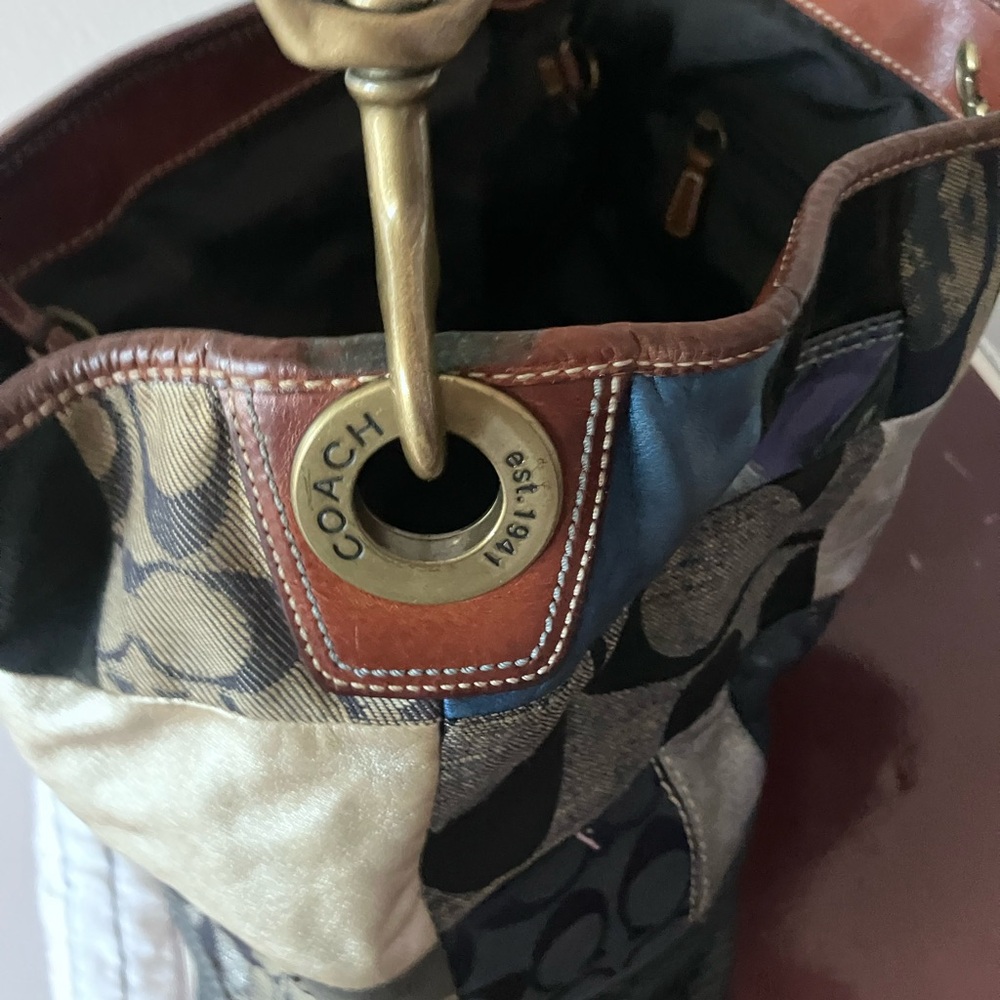 Coach Patchwork Shoulder Bag in Black, Navy & Brown - Picture 7 of 11